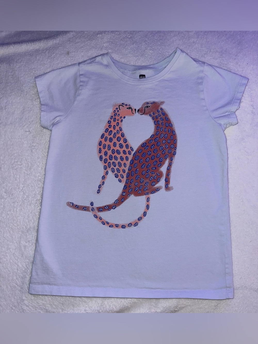 Girls Tea Collection Baby Blue Cheetah Graphic T-Shirt Size 8